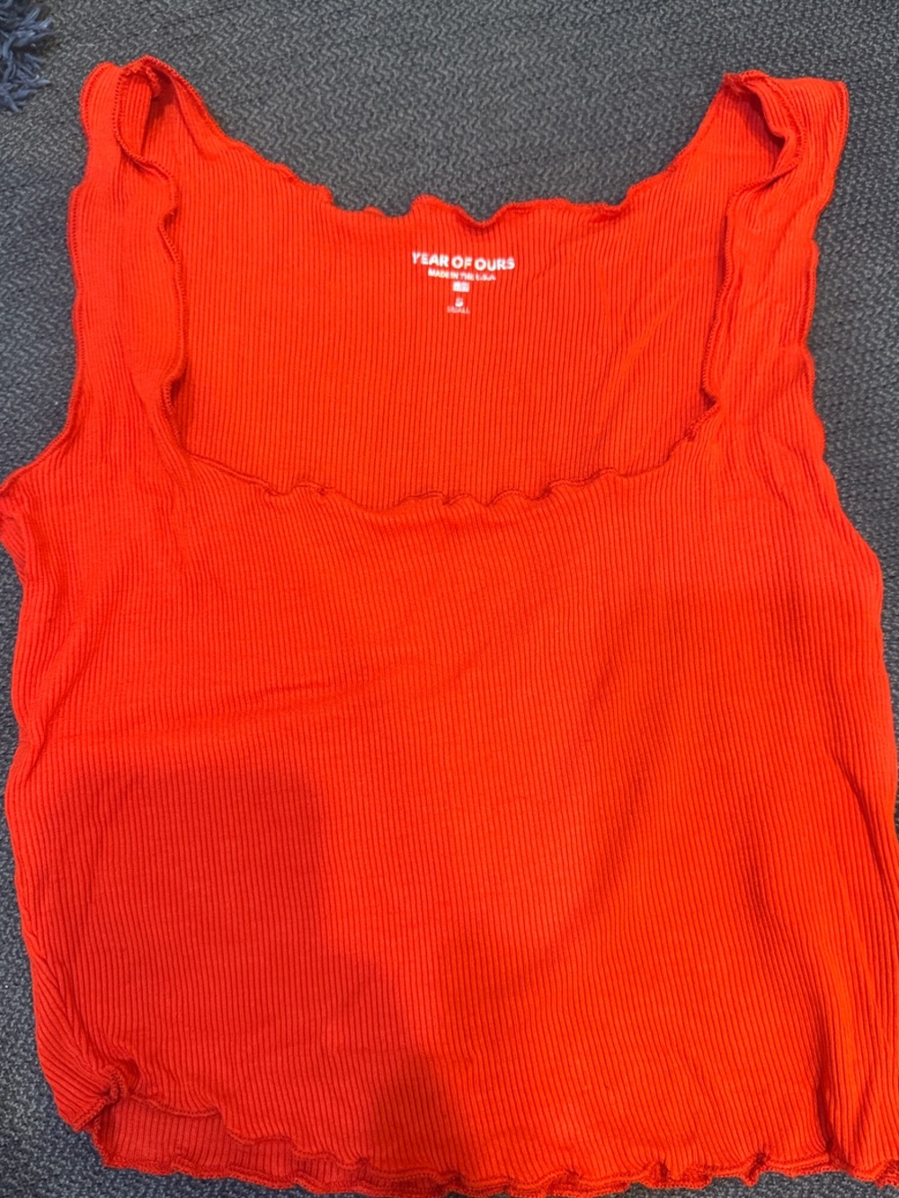 Year of Ours Red Ribbed Lettuce-Edge Crop Tank
